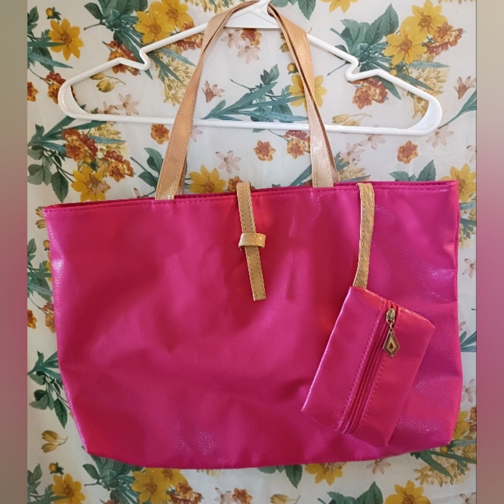 Pink Tote Bag with Pouch